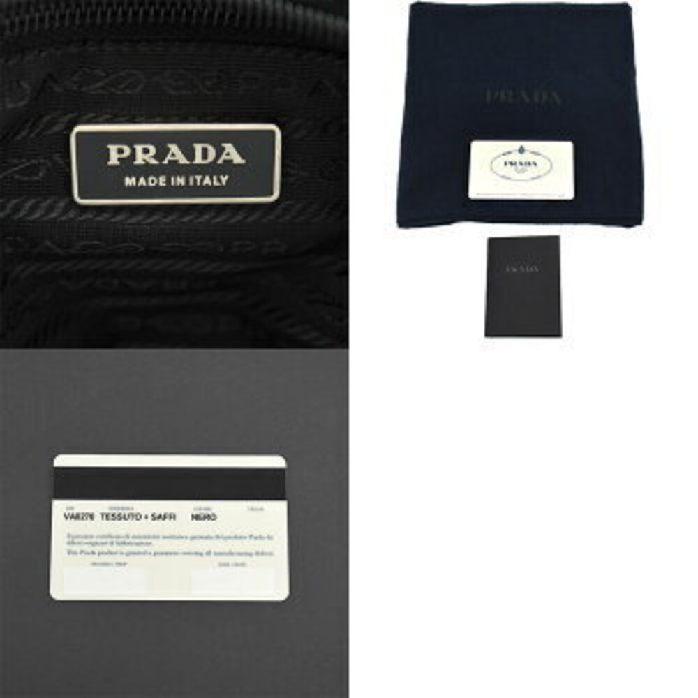 Prada Black Logo Leather Shoulder Crossbody Triangle Bag Saffiano Tessuto - Picture 7 of 8